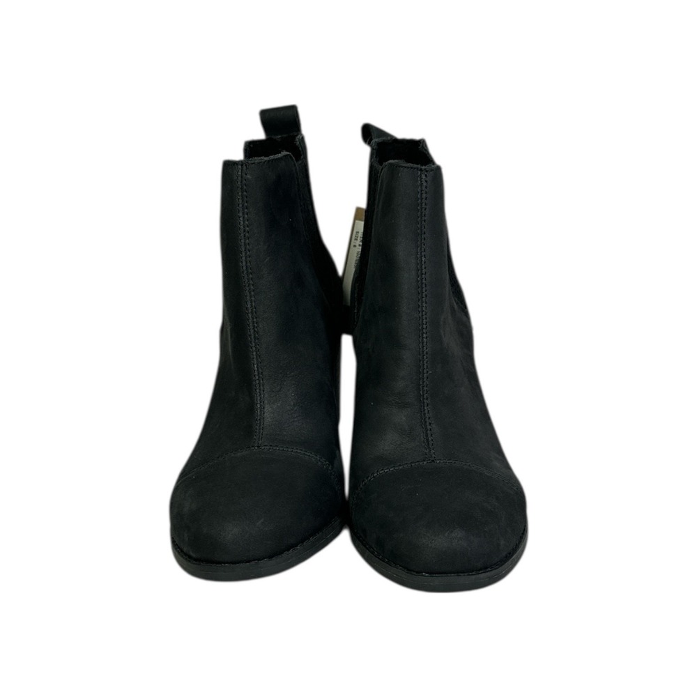 TOMS Leather Chelsea Everly Ankle Boots Black Heeled Booties Women's Size 6 NWT - Picture 3 of 11
